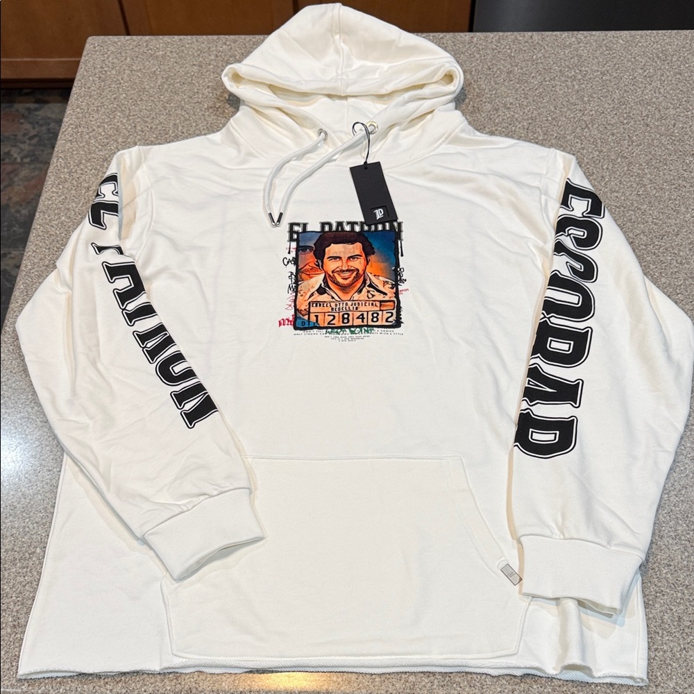 LEFT POINT - El Patron (The Boss, Pablo Escobar) Hoodie, Off White, Size M, NWT!